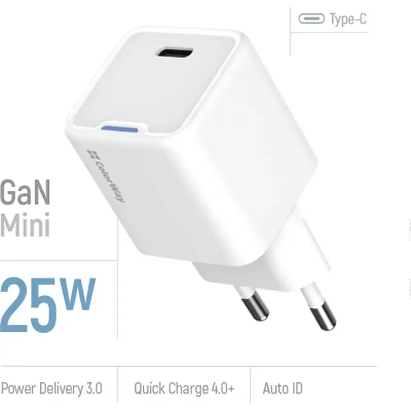 Зарядний пристрій ColorWay GaN Mini 25W PD Port PPS USB-C white (CW-CHS052PD-WT) - фото 6