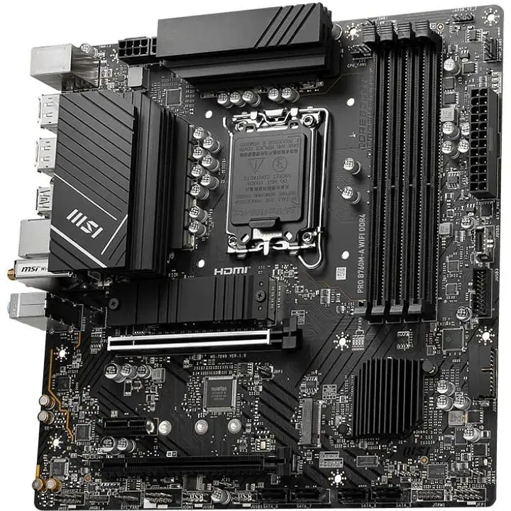 Материнская плата MSI PRO B760M-A WIFI DDR4 s1700 B760 4xDDR4 M.2 HDMI DP WiFi BT mATX - фото 3