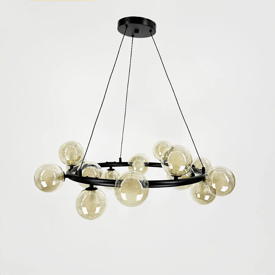 Кольцевая люстра с 15 двойными плафонами Ø 75 см Ст. SG 48/15 BK+CL+WT | Line F - фото 6