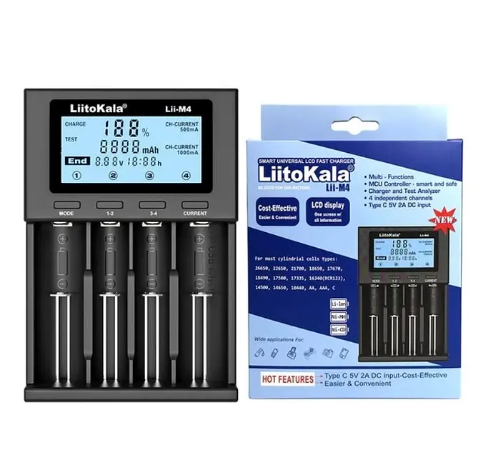 Зарядное устройство для аккумуляторов LiitoKala Lii-M4 (Li-ion IMR LiFe+NiMH) + Рower bank + Type-C - фото 7