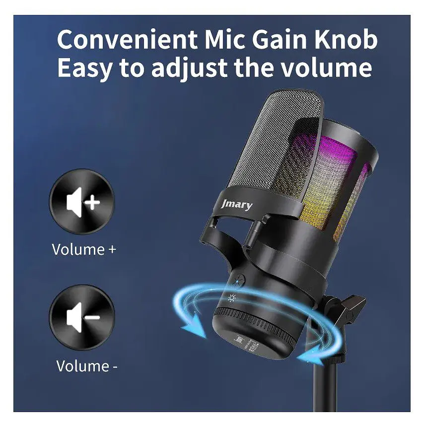 Професійний студійний конденсаторний мікрофон Jmary MCPW13 USB RGB Black - фото 6