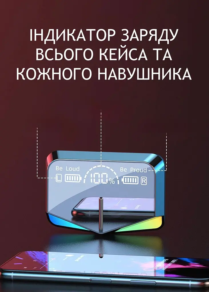 Безпровідні вакуумні ігрові навушники М28. Зарядний кейс із функцією PowerBank - фото 6