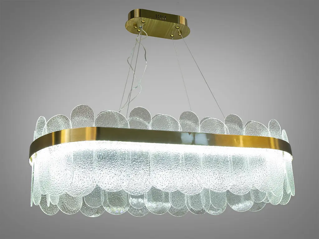 Підвісна овальна люстра Diasha 803-800x300SGD елегантна LED-модель у золотому кольорі з регульованою висотою - фото 3
