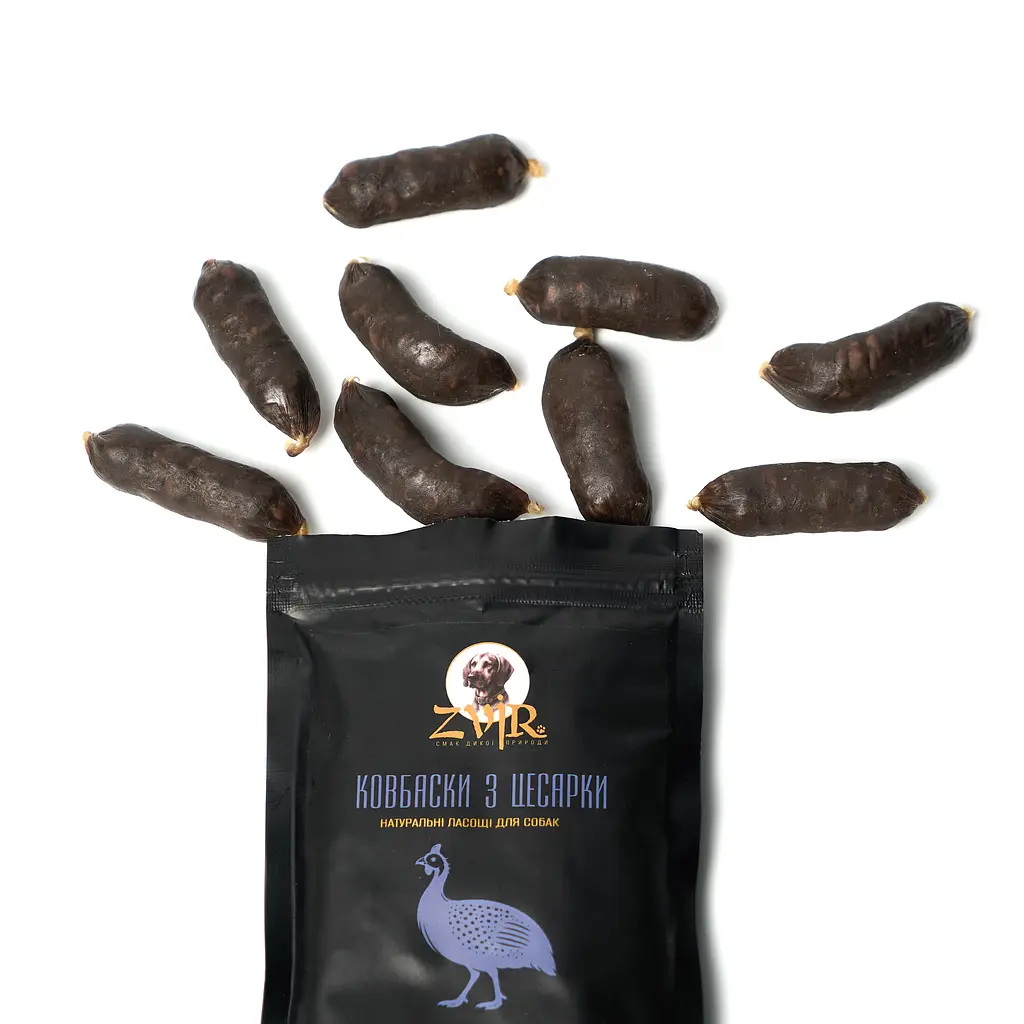 Ласощі з дичини для собак, Ковбаски з цесарки ZVIR, 80 г. - фото 3