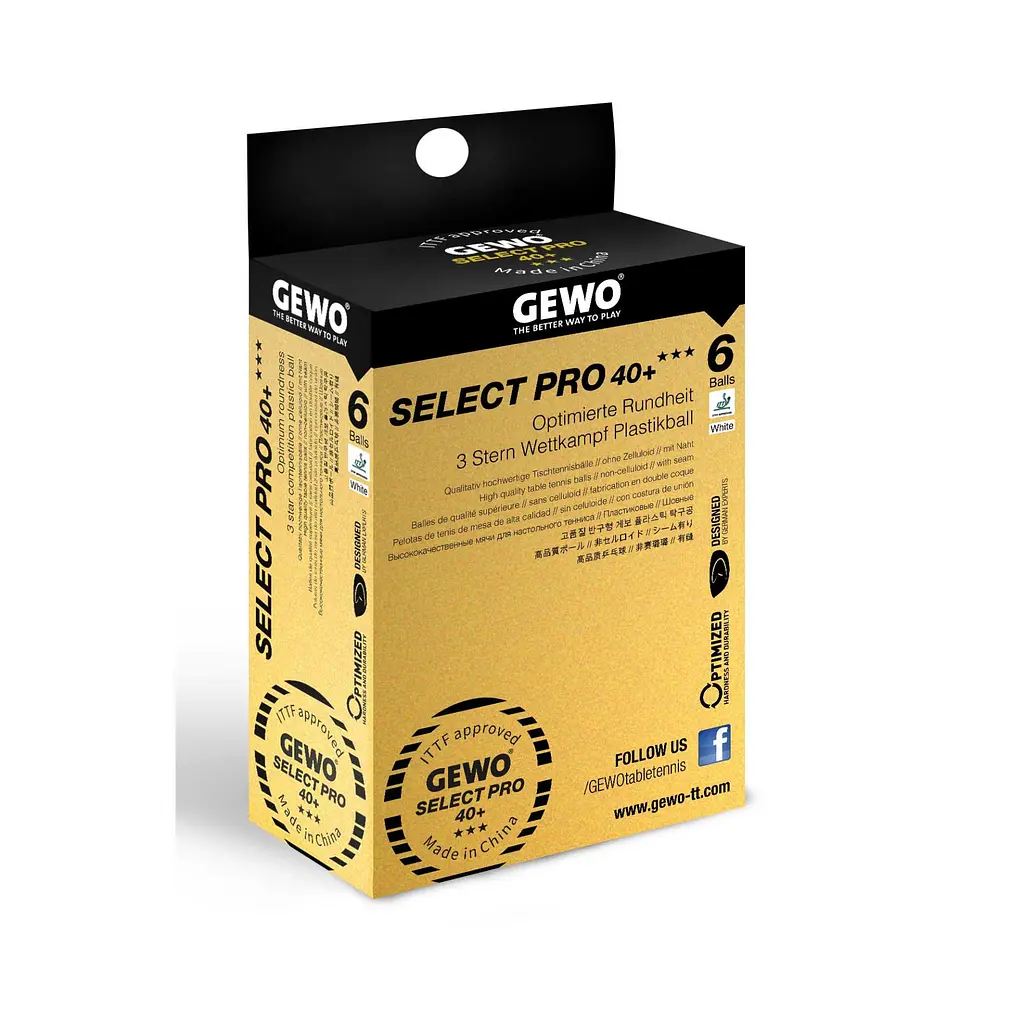 М'ячі для настільного тенісу Gewo Select Pro 40+ ITTF 6 шт (86481200) - фото 2