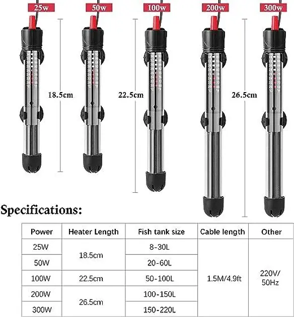 Нагреватель для аквариума FEDOUR hp-608 300w на 100-220 л - фото 4