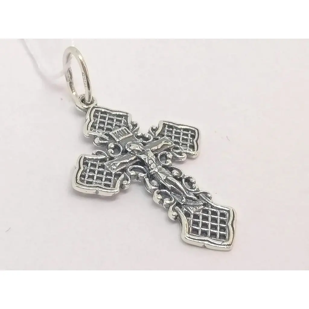 Серебряный крест Стерлинг 9 Распятие Христа. 34320 - фото 2