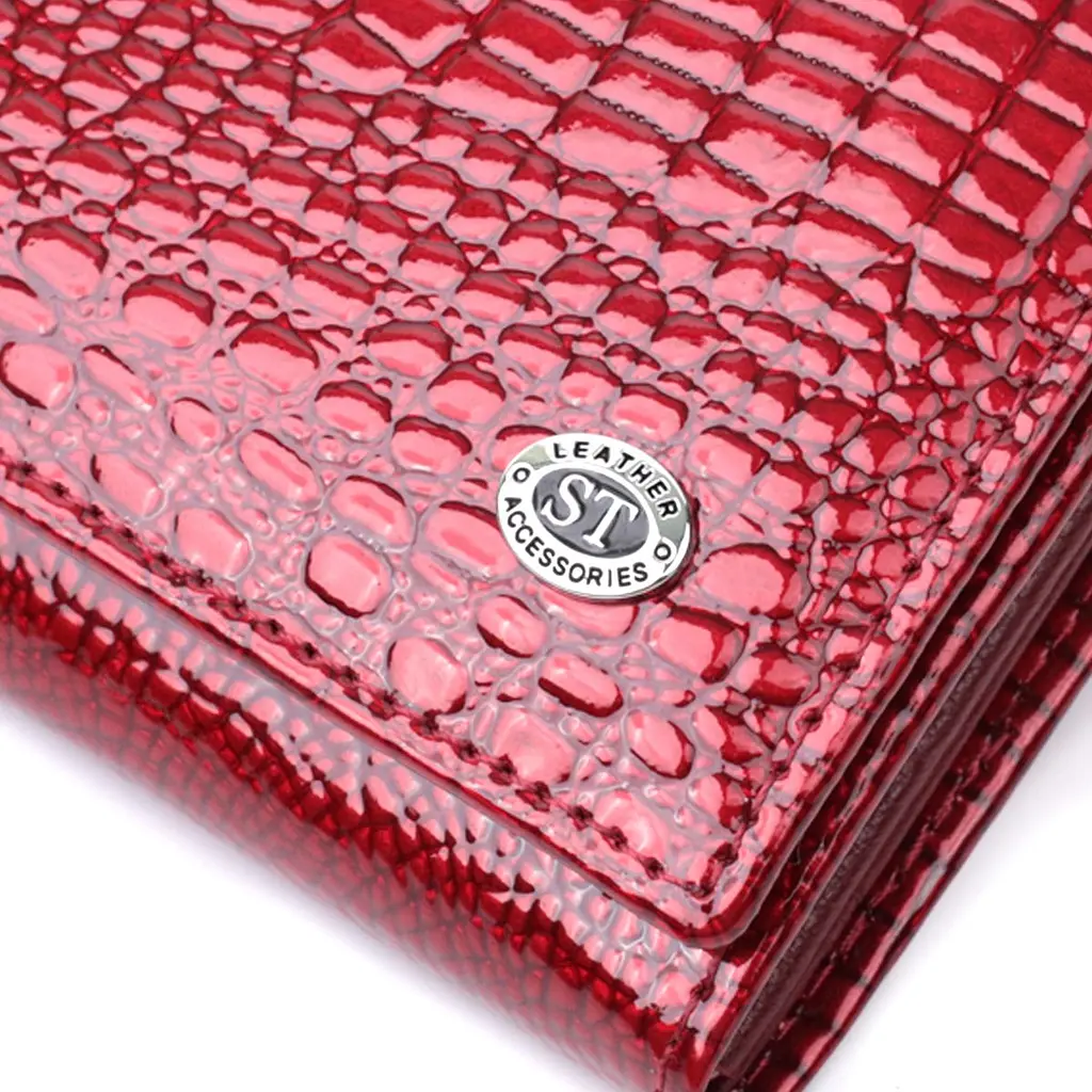 Гаманець для жінок із натуральної лакованої шкіри ST Leather 22680 червоний - фото 5