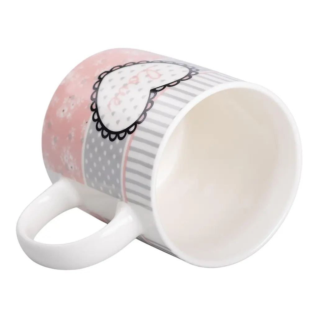 Чашка порцелянова Love 400 мл, рожевий з білим Liling Rongxiang Ceramic RX-N240143PKV - фото 8