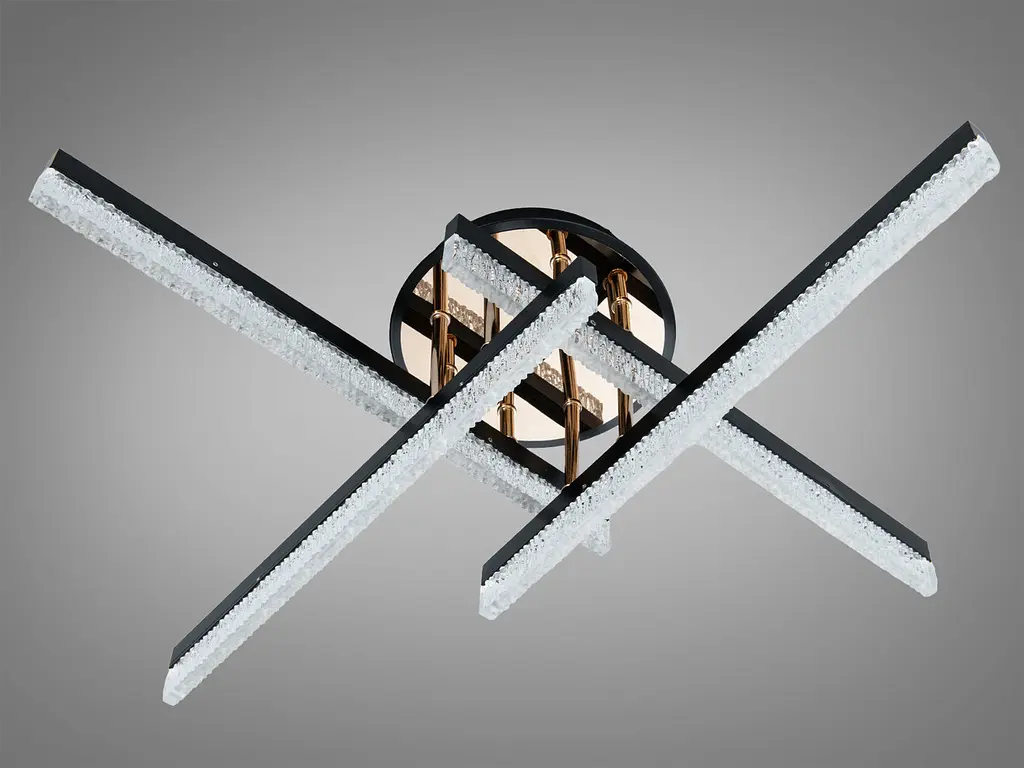 Сучасна стельова LED-люстра Diasha SX1012/4BK, чорна, 42W, акрилові світлові планки - фото 5