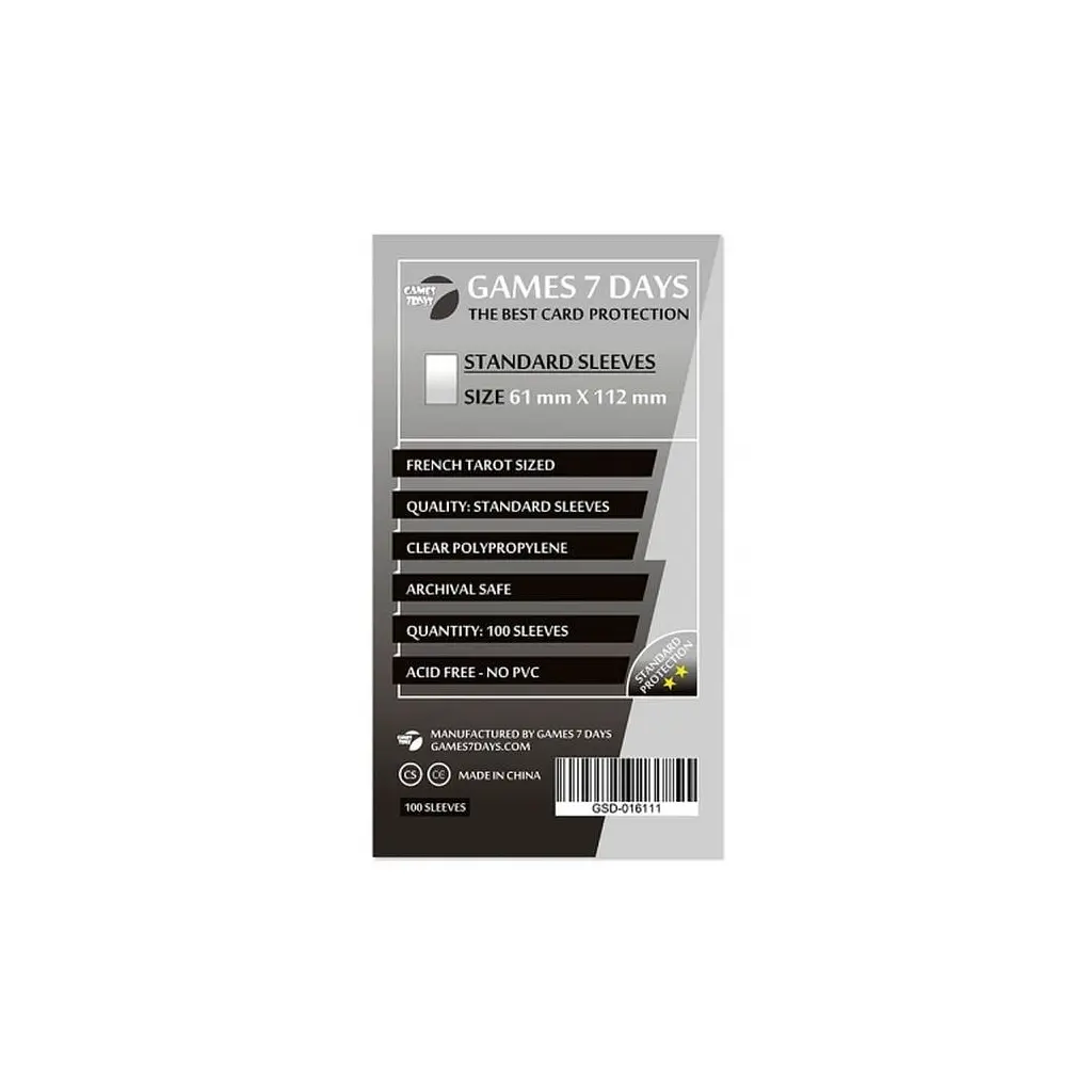Протектор для карт Games 7 Days 61 х 112 мм, French Tarot, 100 шт (STANDART) (GSD-016111)