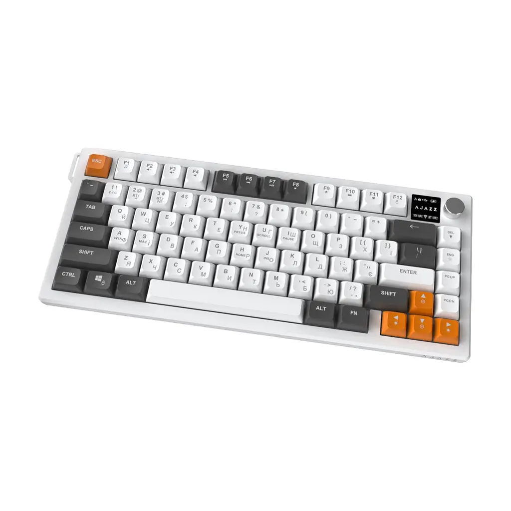 Клавіатура Ajazz AF82 Wireless/Bluetooth/USB UA Gray/White/Orange (AF82-GWO) - фото 4