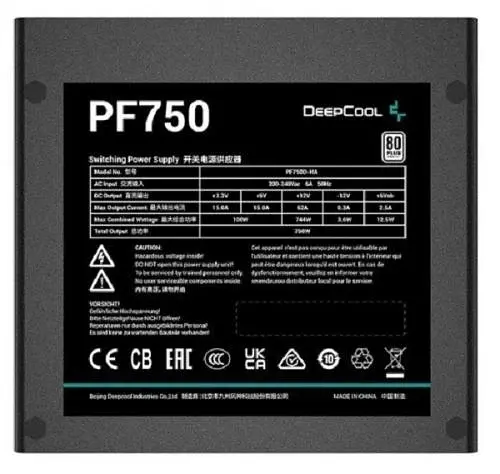 Блок живлення 750 Вт, PF750, Black, 80+ Standard, Active PFC, 12 см Deepcool teh0034027 - фото 4