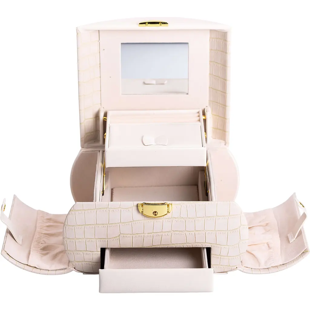 Кейс-органайзер Yiwu для украшений с защелкой 24x17x18 см бежевый HP-5-21BE - фото 6