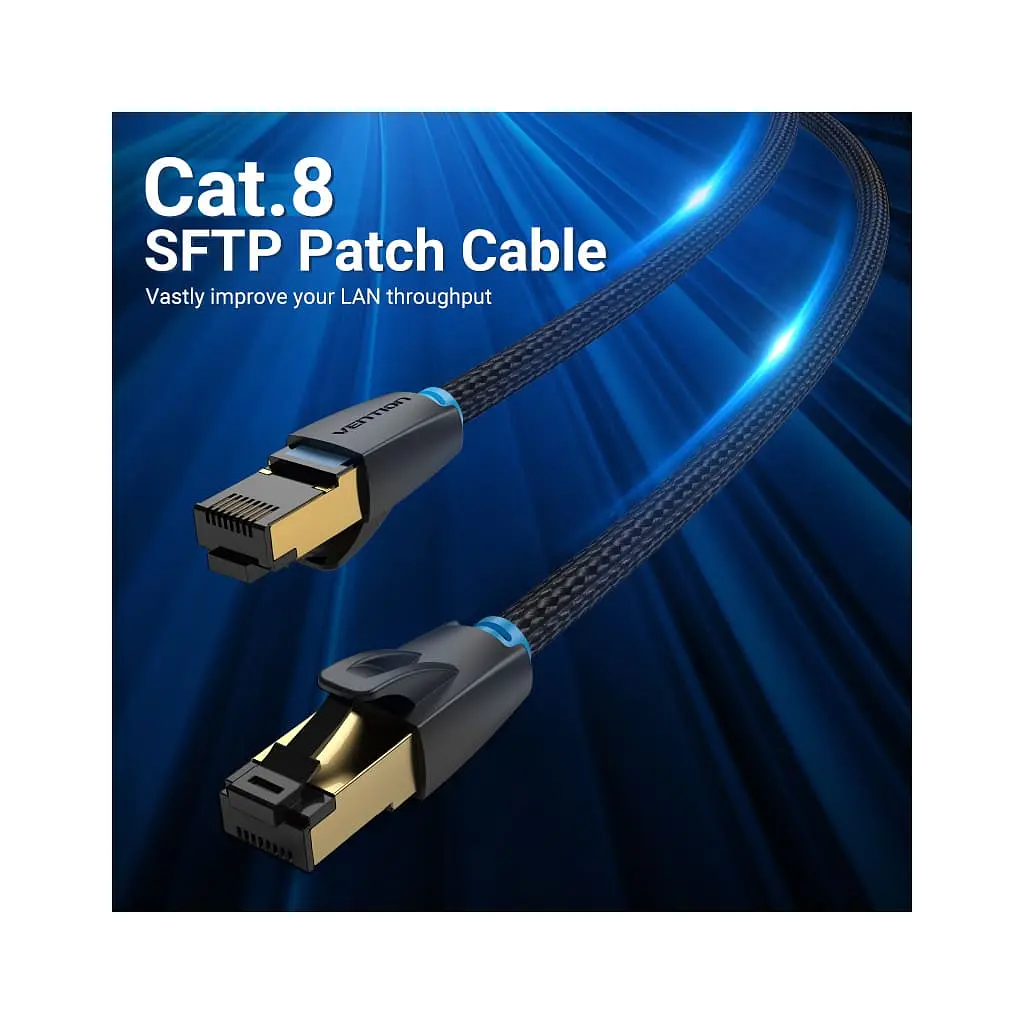 Патч-корд Vention 0.5 м, S/FTP Cat. 8 RJ-45 мідний чорний (IKGBD) - фото 2