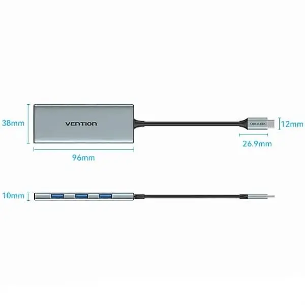 Док-станція USB3.1 Type-C - HDMI/USB 3.0x3/SD/TF/PD 100W 7-in-1 Vention (TOPHB) - фото 6