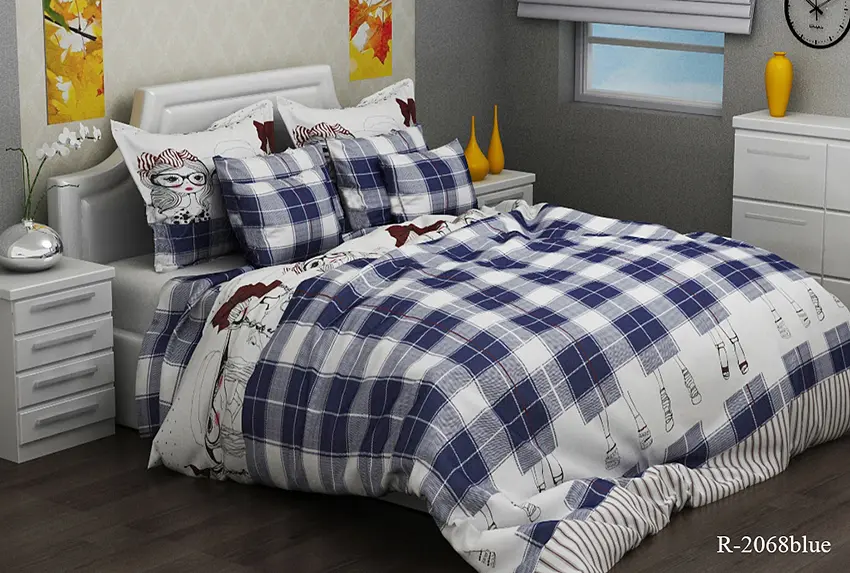 Комплект постільної білизни (R2068 blue) 1,5-спальний TAG tekstil pbe0036176