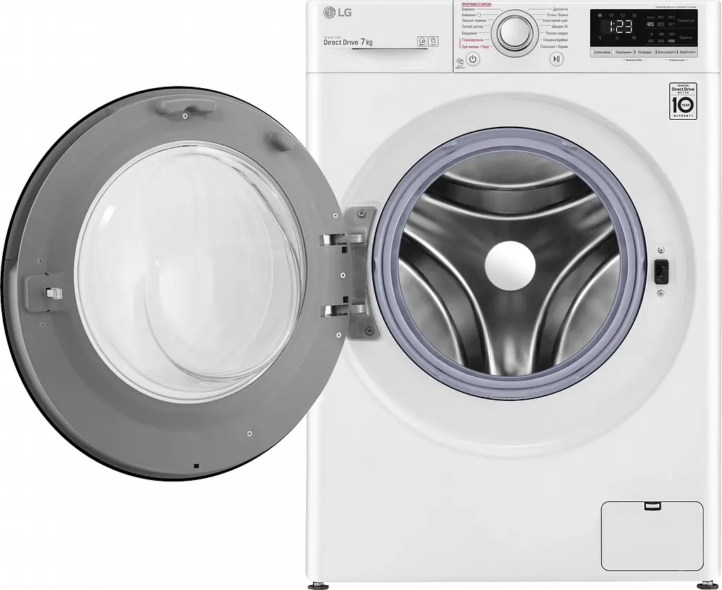 Пральна машина LG з фронтальним завантаженням F2V3HS6W, 7кг, 1200, A+++, Пар, глибина 45см, Дисплей, Інвертор, Білий (F2V3HS6W) - фото 4