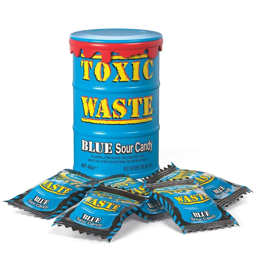 Кислі льодяники Toxic Waste Blue Sour Candy Drum 42г