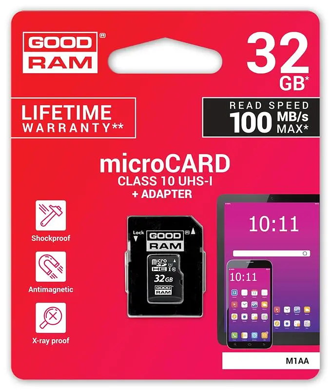 Карта пам'яті MicroSDHC 32GB UHS-I Class 10 Goodram + SD-adapter (M1AA-0320R12) - фото 2