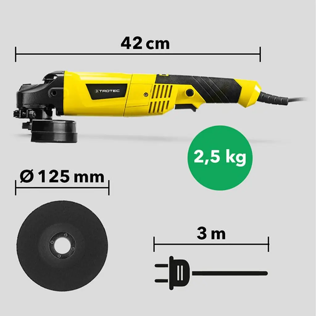Кутова шліфувальна машина мережева Болгарка Trotec PAGS 10-125 + кейс - фото 4