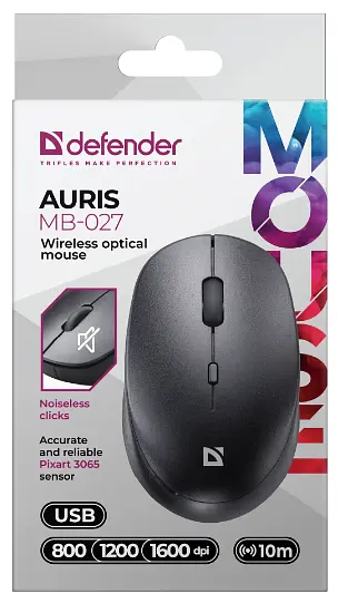 Миша Defender Auris MB-027, чорний (52027) (6893350) - фото 7