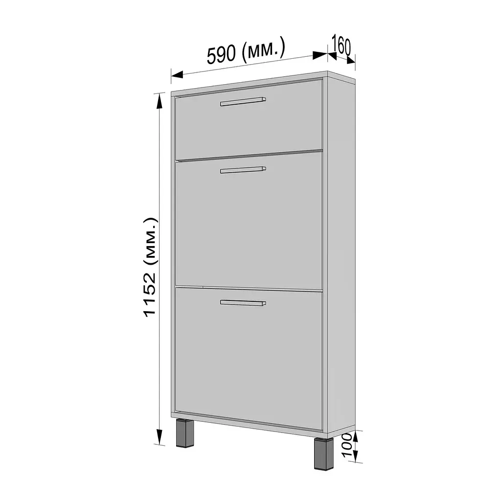 Полиця для взуття Flamecame підлогова на 3 шухляди з ДСП F-159 Дуб сонома - фото 3