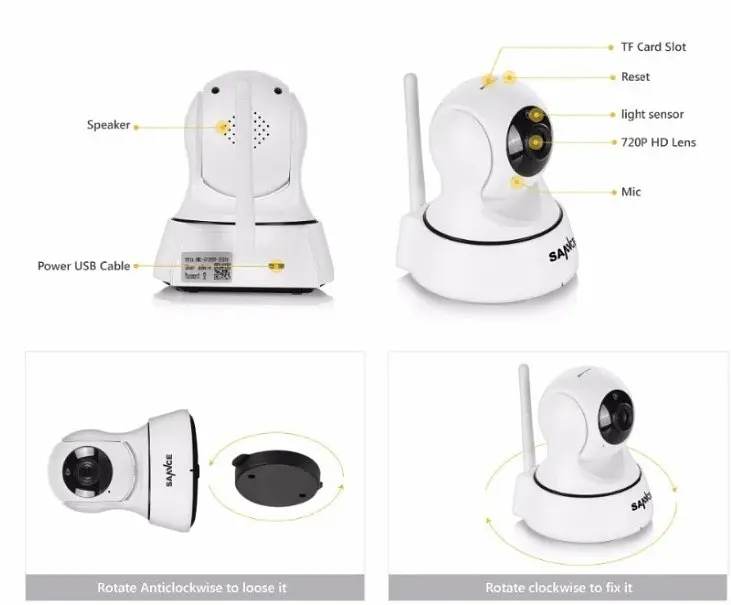 Поворотная Ip камера Sannce 720 Wi-Fi внутренняя Оригинал - фото 6