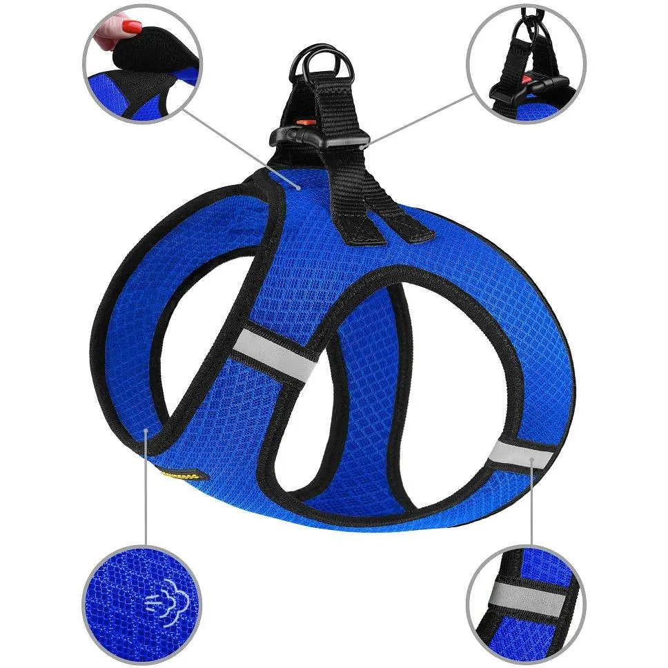 Шлея для собак Bronzedog Mesh Vest, розмір 4XS, 20х24 см, синя - фото 4