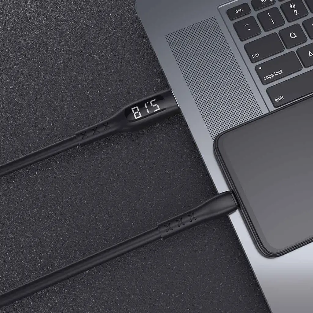 Кабель з дисплеем WSKEN Cable USB to Type-C 2A 1.2m Black - фото 5