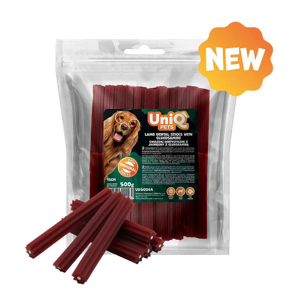 Ласощі для очищення зубів собак UniQ PETS DENTAL Зубні палички з ягнятиною та глюкозаміном 15 см, 500 г - фото 4