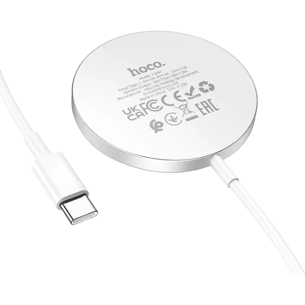 Бездротовий зарядний пристрій Hoco Original Series MagSafe 15W Wireless Fast Charger CW47 Silver [97879] - фото 3