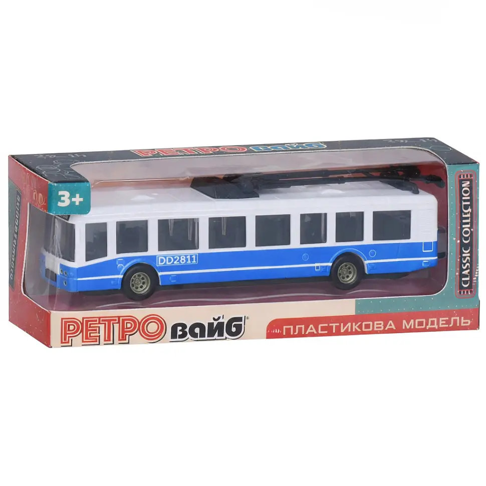 Іграшковий інерційний тролейбус 6336(Blue) гумові колеса, 17 см - фото 2