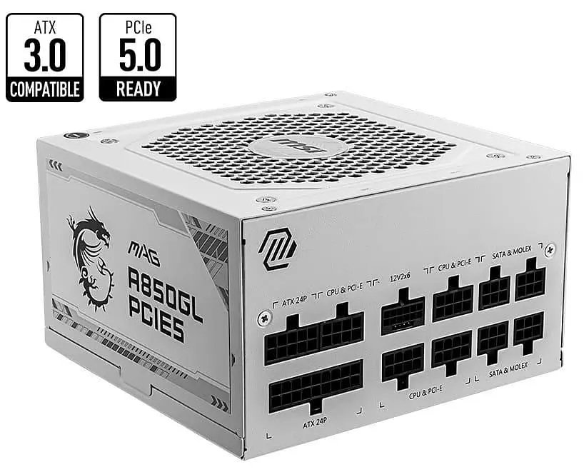 Блок питания MSI MAG 850W PCIE5 80+ Gold White (MAG A850GL PCIE5 WHITE) - фото 2