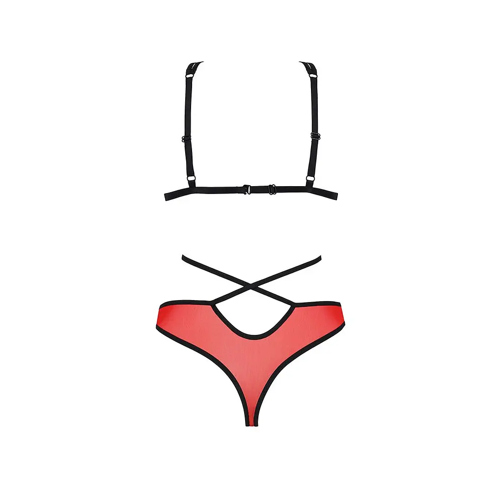 Комплект білизни Passion PEONIA SET S/M red, бра, трусики - фото 4