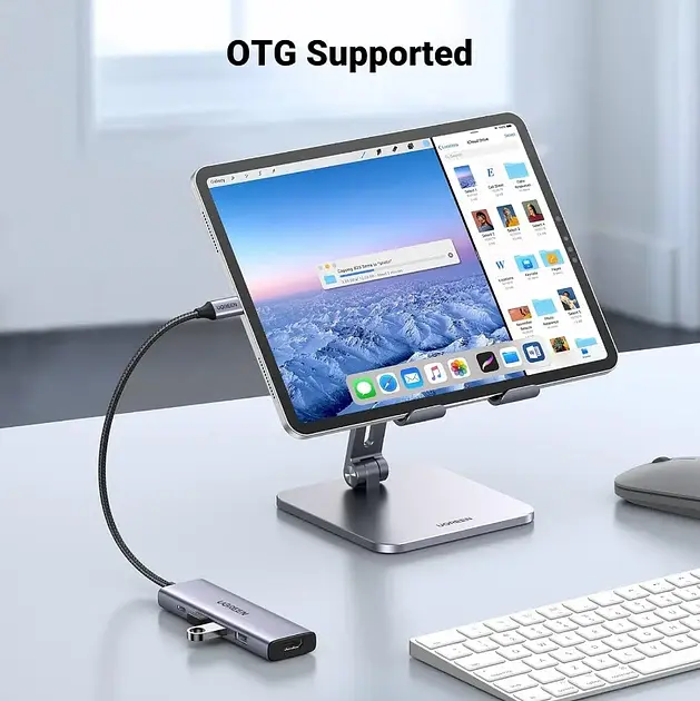 USB-хаб Ugreen USB-C to HDMI + 3 x USB 3.0 + PD Power Port Space Grey (UGR-15596) - фото 4