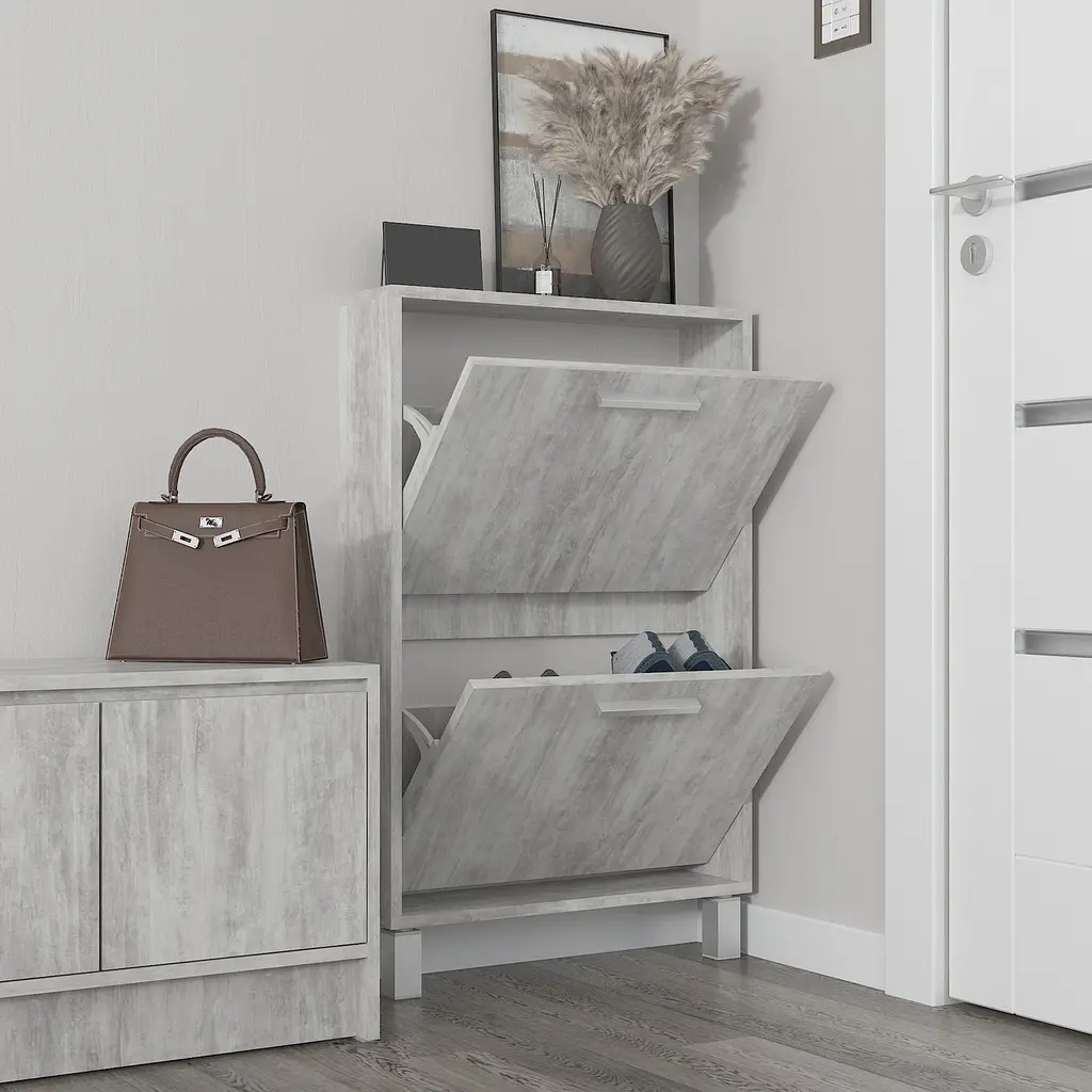 Полиця для взуття Flamecame підлогова на 2 шухляди з ДСП F-158 Бетон - фото 2