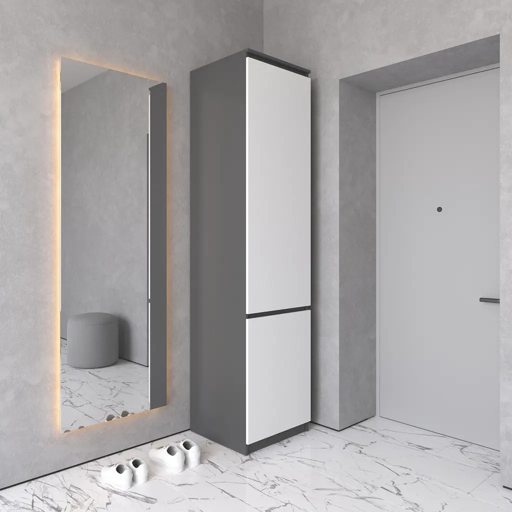 Шафа пенал Vays R-21, з полицями та штангою, без ручок, ЛДСП, 50×50×211 см - для одягу та взуття, в передпокій - фото 5