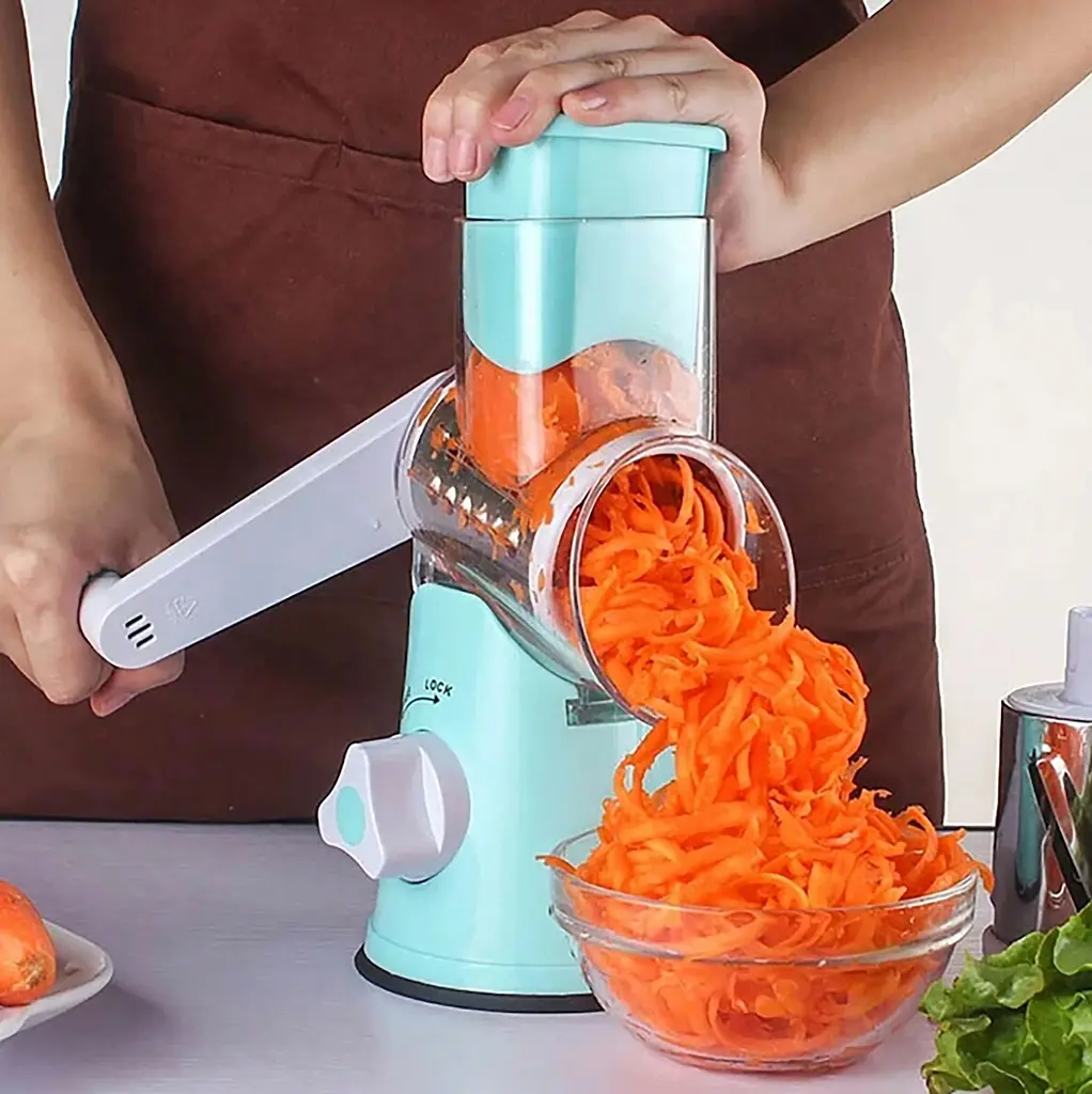 Універсальна ручна овочерізка подрібнювач терка мультислайсер, Kitchen Master Блакитний 85796 - фото 5