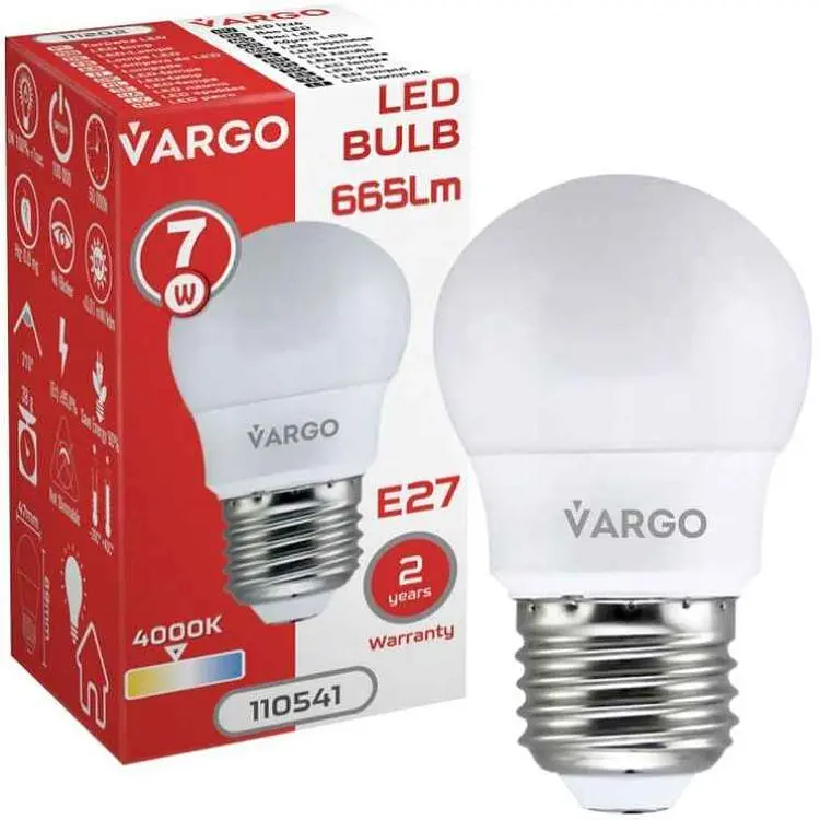 Лампа світлодіодна VARGO 7W E27 G45 4000K 220V (V-110541)