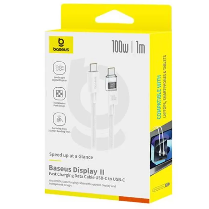 Кабель Baseus Display 2 Fast Charging Data Cable USB-C to USB-C 100W 1m White - фото 2