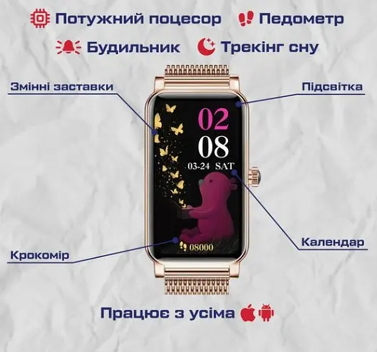 Жіночий розумний смарт годинник Smart Bracelet (Gold) - фото 9