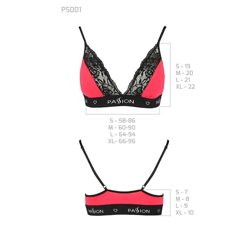 Еластичний топ з мереживом Passion PS001 TOP M, red-black - фото 5