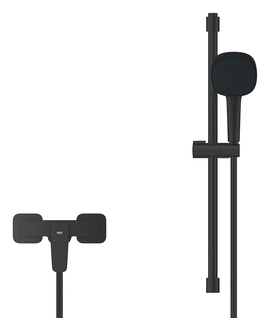 Змішувач для душу з душовим гарнітуром Grohe Cubeo 1018252430 Чорний матовий - фото 2