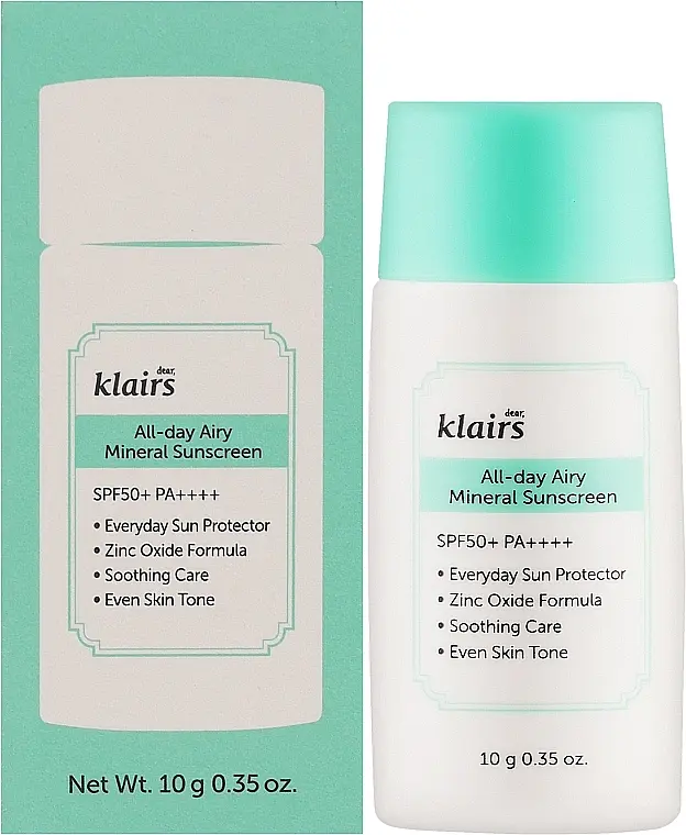 Мягкий минеральный солнцезащитный крем Klairs All-day Airy Mineral Sunscreen 10 г - фото 2