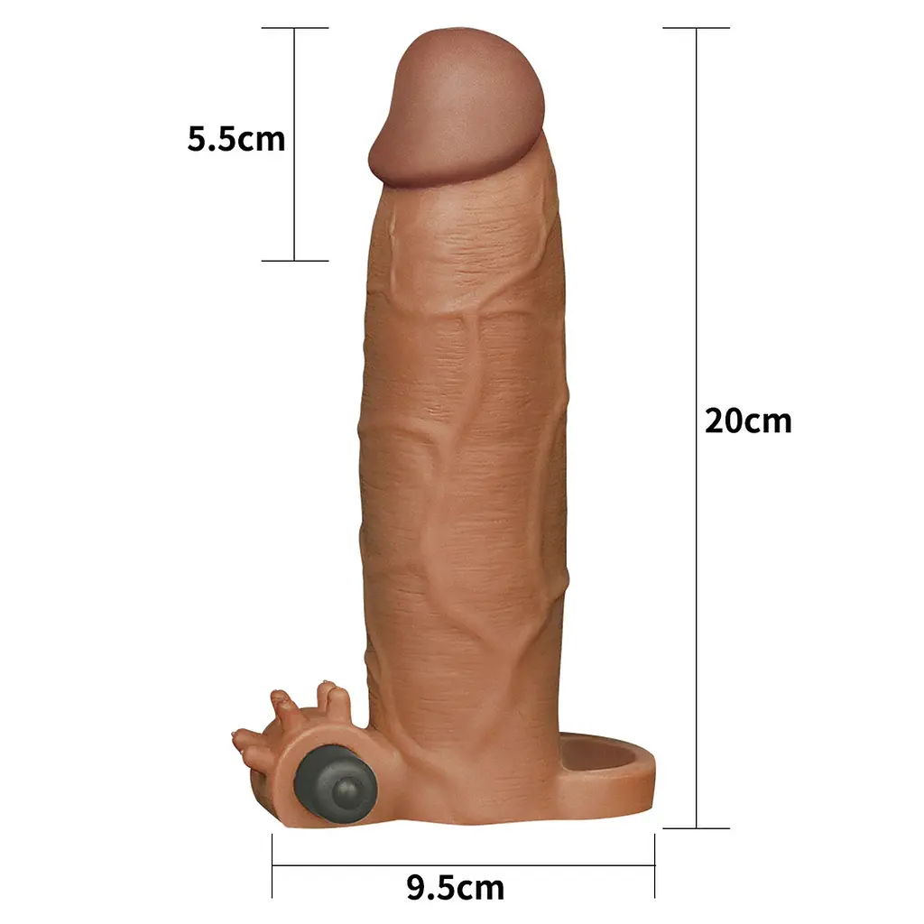 Насадка на пеніс Lovetoy Pleasure X-Tender Series Add 3" 20 см (коричневий) - фото 5