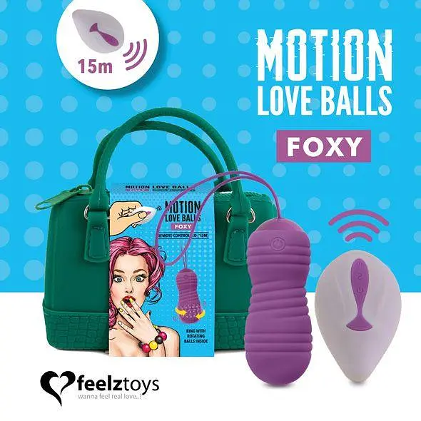 Вагінальні кульки з вібрацією FeelzToys Motion Love Balls Foxy, 8 см, фіолетовий - фото 2