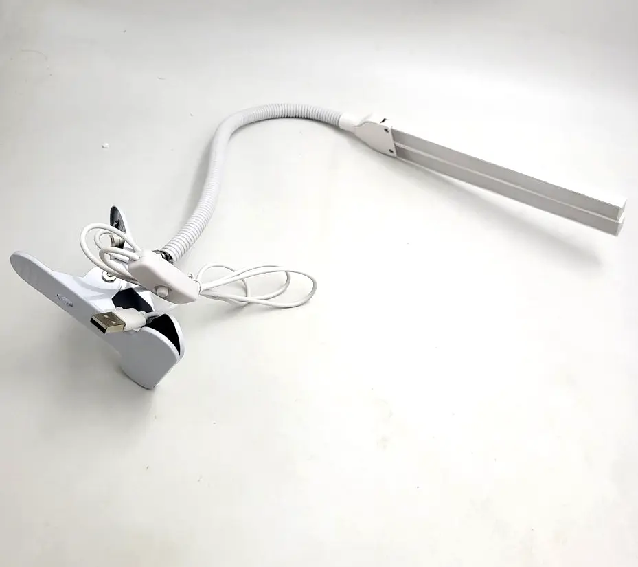 Світлодіодна LED настільна USB-лампа гнучка на прищіпці 2 плафони UKC XSD 919 біла - фото 3