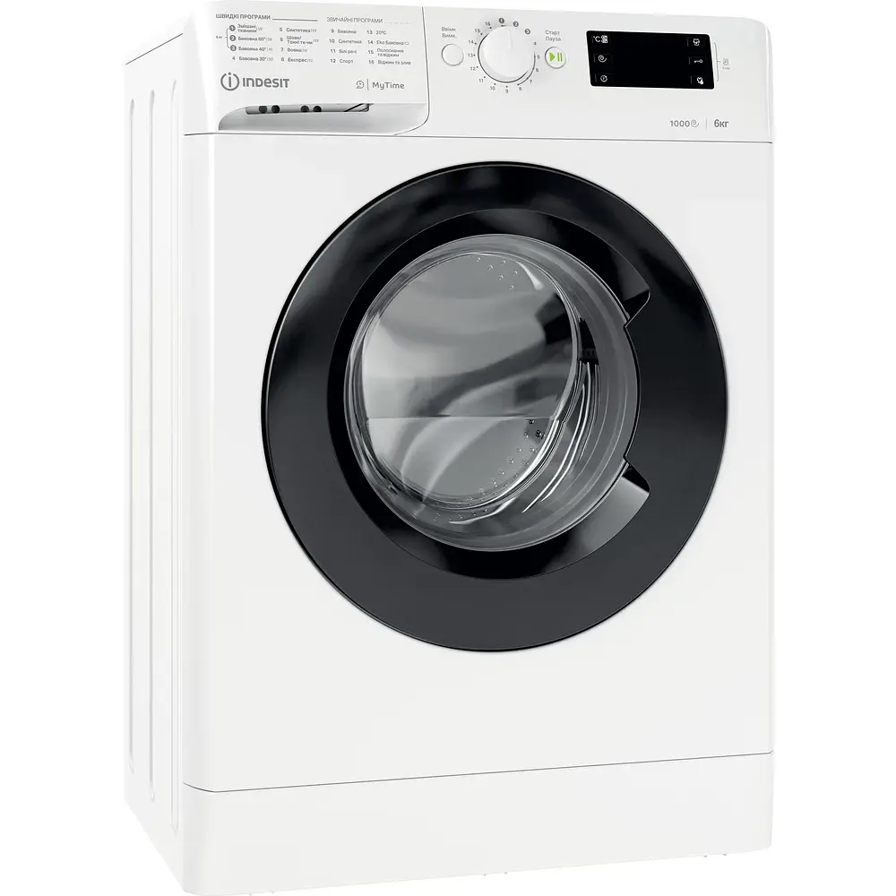 Пральна машина Indesit фронтальна, 6кг, 1000, A+++, 43см, дисплей, чорний люк, білий (OMTWSE61051WKUA) - фото 8
