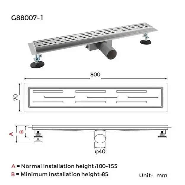 Душовий трап Gappo 70х800 мм, нержавіюча сталь G88007-1 - фото 7